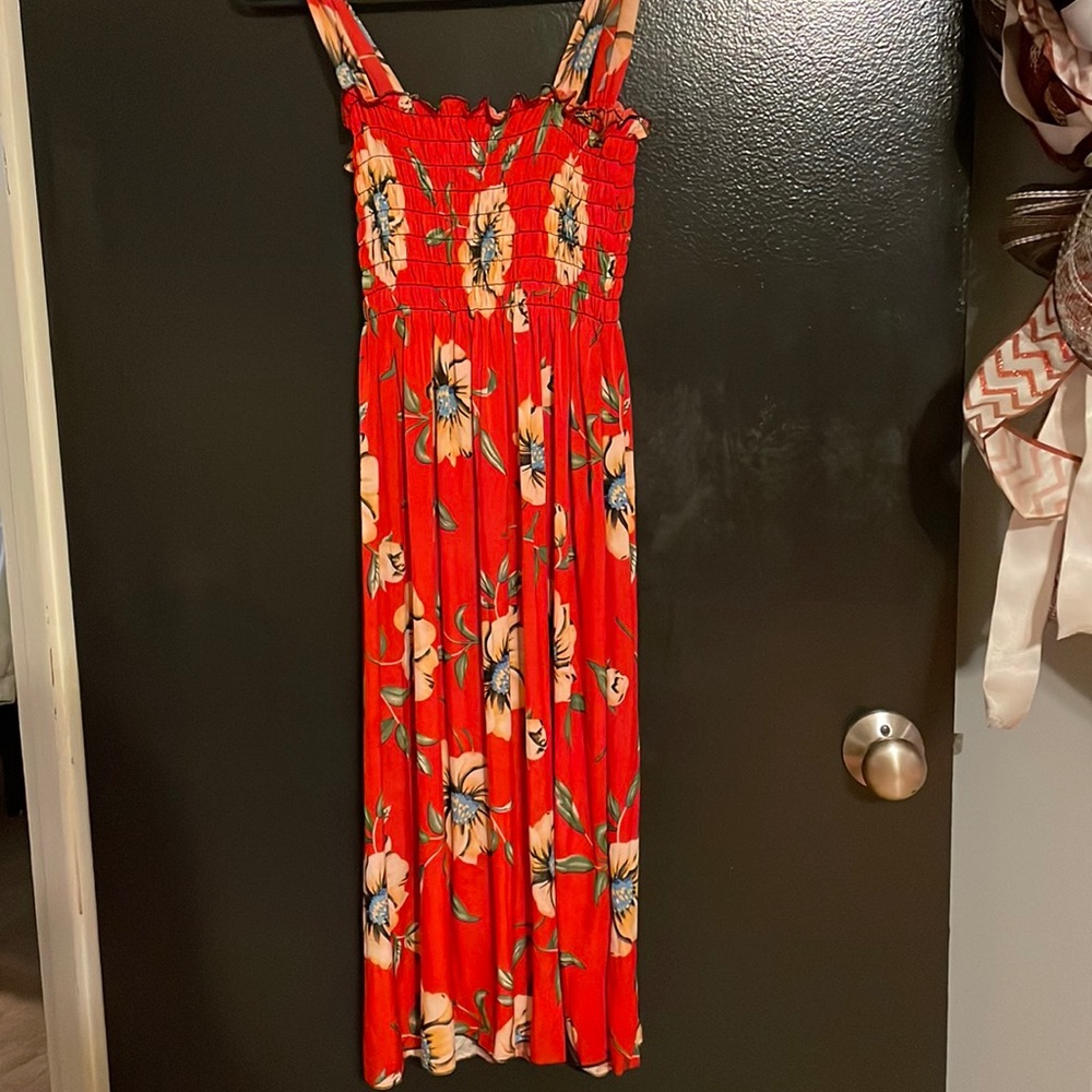 Red dress with florals!
